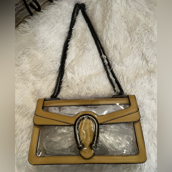 NEW Luxury Inspired Clear Purse Stadium Crossbody Bag in Warm Beige - Picture 3 of 7